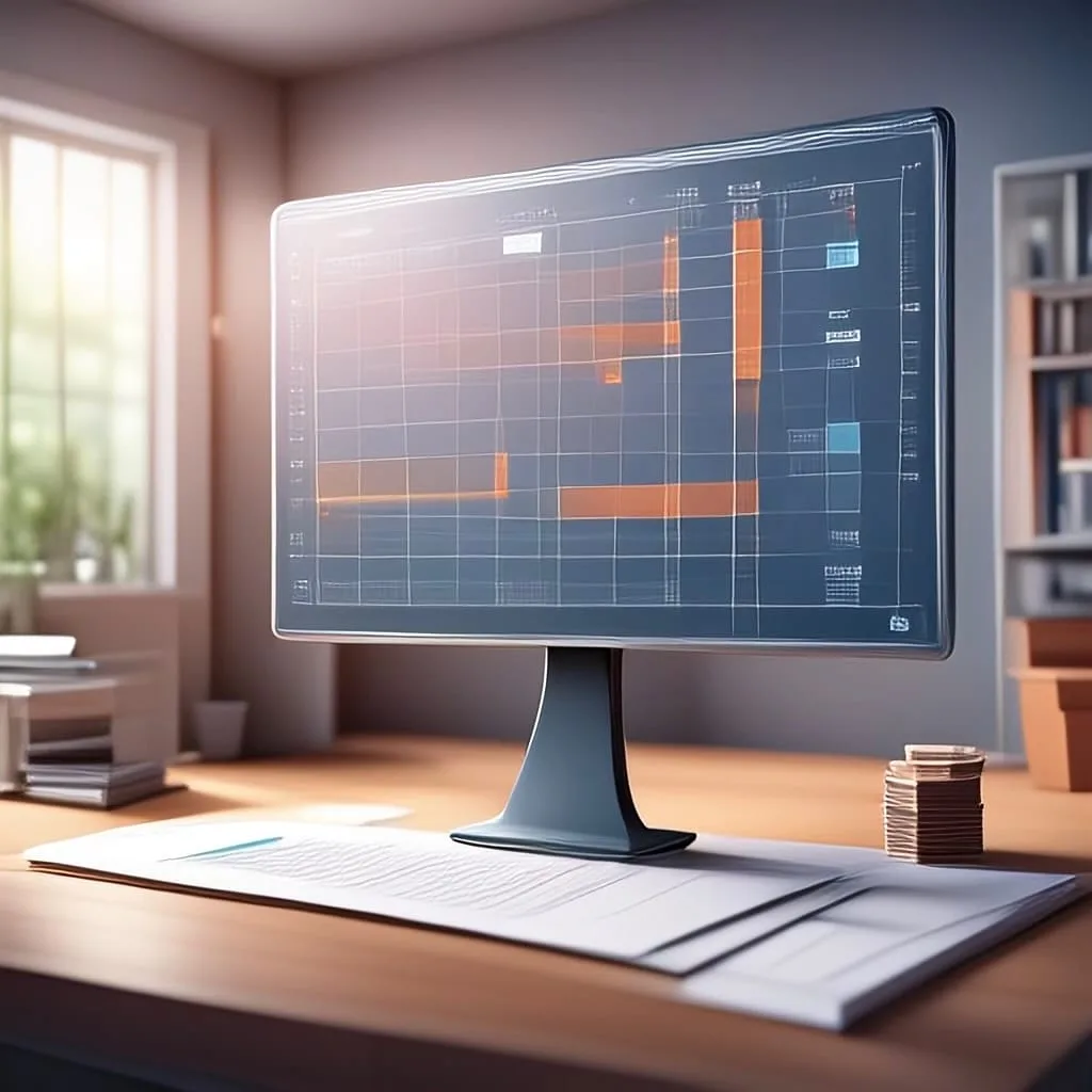 desktop computer showing a Gantt chart